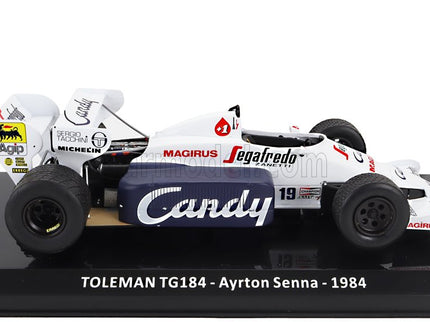 Toleman F1 TG184 Hart Turbo N°19 Sezóna 1984 Ayrton Senna - Damage 1:24 Edicola biela modrá