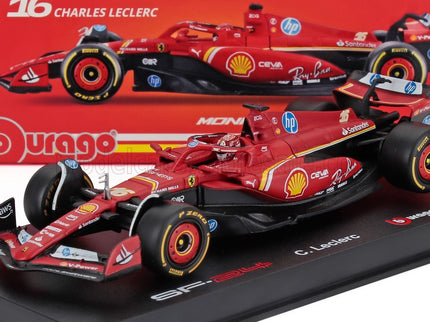 FERRARI | F1  SF-24 TEAM SCUDERIA FERRARI N 16 WINNER MONACO GP 2024 CHARLES LECLERC - WITH PILOT AND SHOWCASE | RED BLACK