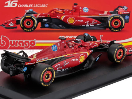 FERRARI | F1  SF-24 TEAM SCUDERIA FERRARI N 16 WINNER MONACO GP 2024 CHARLES LECLERC - WITH PILOT AND SHOWCASE | RED BLACK