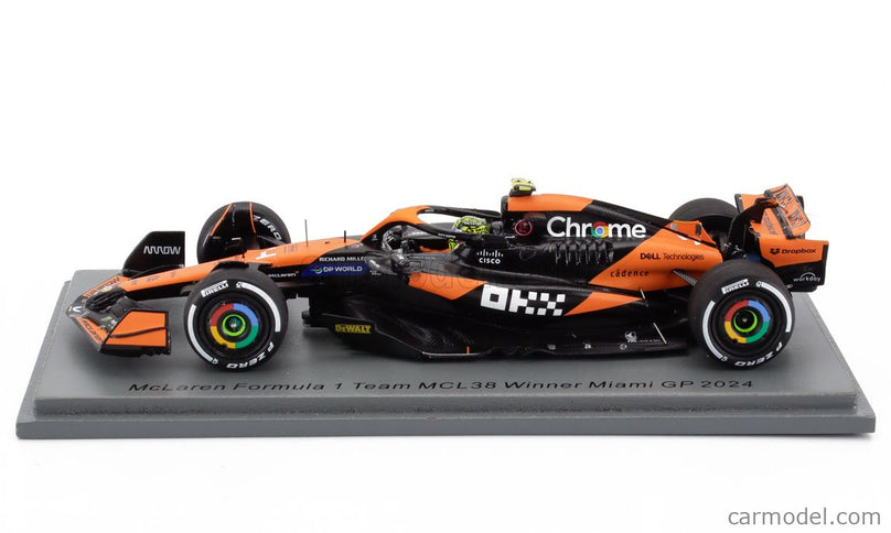 Mclaren F1 MCL38 Team Mclaren N°4 Víťaz Miami GP 2024 First F1 Victory Lando Norris 1:43 Spark Model oranžová čierna