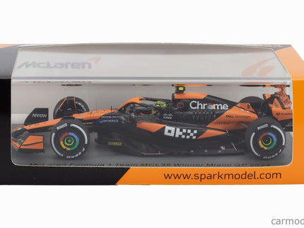 Mclaren F1 MCL38 Team Mclaren N°4 Víťaz Miami GP 2024 First F1 Victory Lando Norris 1:43 Spark Model oranžová čierna