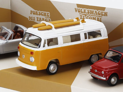 PORSCHE | SET 3X JET-CAR 911 TARGA SPIDER 1969 - FIAT 500 1965 - VOLKSWAGEN T2b CAMPER VAN 1962 | VARIOUS