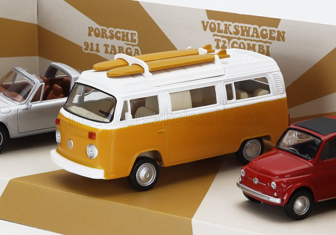 PORSCHE | SET 3X JET-CAR 911 TARGA SPIDER 1969 - FIAT 500 1965 - VOLKSWAGEN T2b CAMPER VAN 1962 | VARIOUS