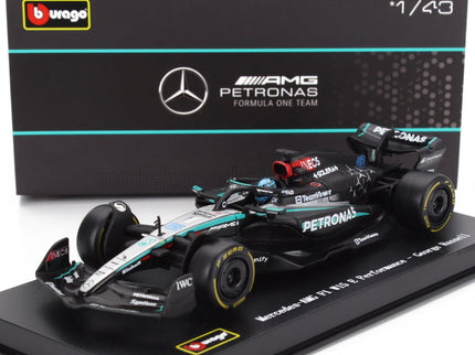 MERCEDES GP | F1  W15 EQ PERFORMANCE TEAM AMG PETRONAS MOTORSPORT N 63 SEASON 2024 GEORGE RUSSELL - WITH PILOT AND SHOWCASE | BLACK SILVER GREEN