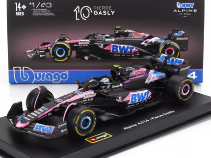 ALPINE | F1  A524 TEAM BWT ALPINE N 10 SEASON 2024 PIERRE GASLY - WITH PILOT AND SHOWCASE | BLACK BLUE PINK