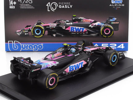 ALPINE | F1  A524 TEAM BWT ALPINE N 10 SEASON 2024 PIERRE GASLY - WITH PILOT AND SHOWCASE | BLACK BLUE PINK