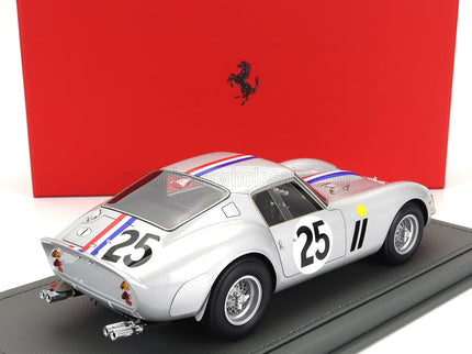FERRARI | 250 GTO 3.0L V12 COUPE TEAM ECURIE FRANCORCHAMPS N 25 4th 24h LE MANS 1963 LEON DERNIER ELDE - PIERRE DUMAY - CON VETRINA - WITH SHOWCASE | SILVER