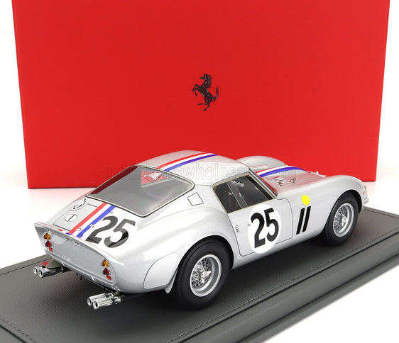FERRARI | 250 GTO 3.0L V12 COUPE TEAM ECURIE FRANCORCHAMPS N 25 4th 24h LE MANS 1963 LEON DERNIER ELDE - PIERRE DUMAY - CON VETRINA - WITH SHOWCASE | SILVER