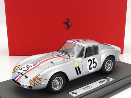 FERRARI | 250 GTO 3.0L V12 COUPE TEAM ECURIE FRANCORCHAMPS N 25 4th 24h LE MANS 1963 LEON DERNIER ELDE - PIERRE DUMAY - CON VETRINA - WITH SHOWCASE | SILVER