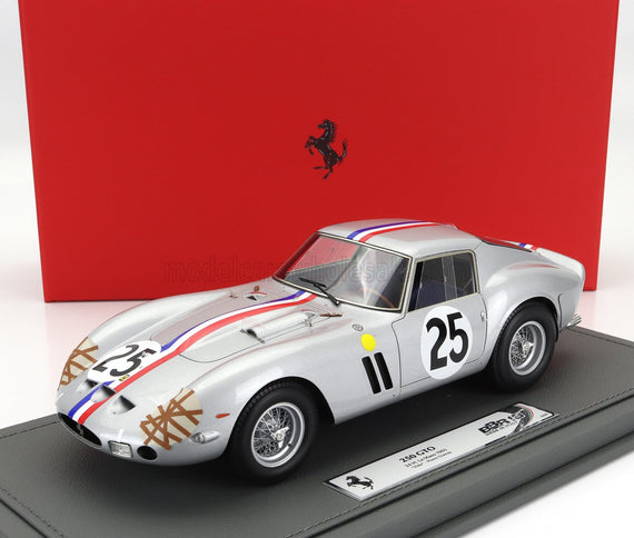 FERRARI | 250 GTO 3.0L V12 COUPE TEAM ECURIE FRANCORCHAMPS N 25 4th 24h LE MANS 1963 LEON DERNIER ELDE - PIERRE DUMAY - CON VETRINA - WITH SHOWCASE | SILVER