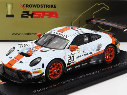 PORSCHE | 911 991 GT3 R 4.0L FLAT-6 TEAM GPX RACING N 20 WINNER 24h SPA 2019 RICHARD LIETZ - MICHAEL CHRISTENSEN - KEVIN ESTRE | LIGHT BLUE ORANGE BLACK