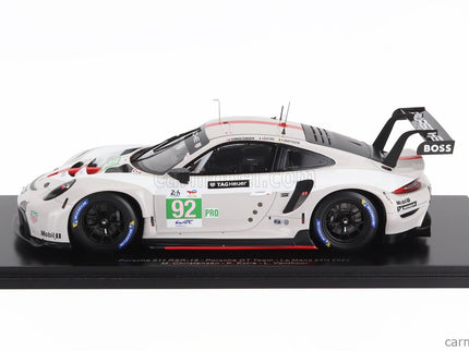 Porsche 911 991-2 RSR-19 4.2L Team Porsche GT N°92 24h Le Mans 2022 Michael Christensen - Kevin Estre - Laurens Vanthoor 1:18 Spark Model biela sivá červená