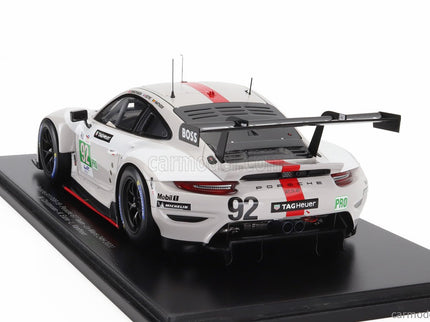 Porsche 911 991-2 RSR-19 4.2L Team Porsche GT N°92 24h Le Mans 2022 Michael Christensen - Kevin Estre - Laurens Vanthoor 1:18 Spark Model biela sivá červená