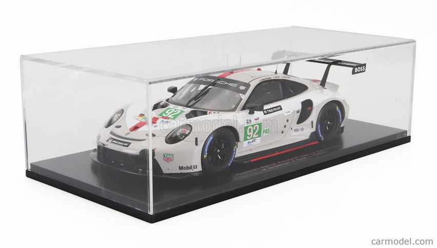 Porsche 911 991-2 RSR-19 4.2L Team Porsche GT N°92 24h Le Mans 2022 Michael Christensen - Kevin Estre - Laurens Vanthoor 1:18 Spark Model biela sivá červená