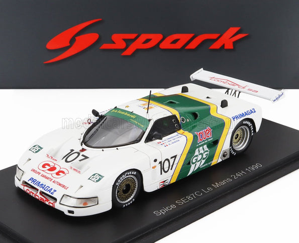 SPICE | SE87C 3.3L V8 TEAM P.A.LOMBARDI N 107 24h LE MANS 1990 PIERRE ALAIN LOMBARDI - DENIS MORIN - FERDINAND DE LESSEPS | WHITE GREEN
