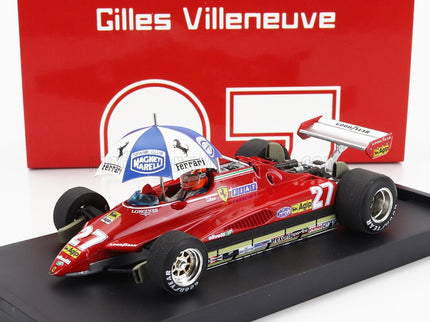 FERRARI | F1  126C2 N 27 BRAZILIAN GP 1982 GILLES VILLENEUVE - WITH DRIVER FIGURE AND UMBRELLA | RED