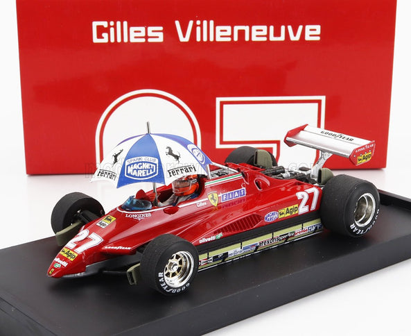 FERRARI | F1  126C2 N 27 BRAZILIAN GP 1982 GILLES VILLENEUVE - WITH DRIVER FIGURE AND UMBRELLA | RED
