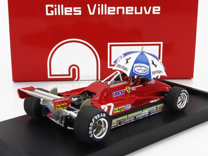 FERRARI | F1  126C2 N 27 BRAZILIAN GP 1982 GILLES VILLENEUVE - WITH DRIVER FIGURE AND UMBRELLA | RED
