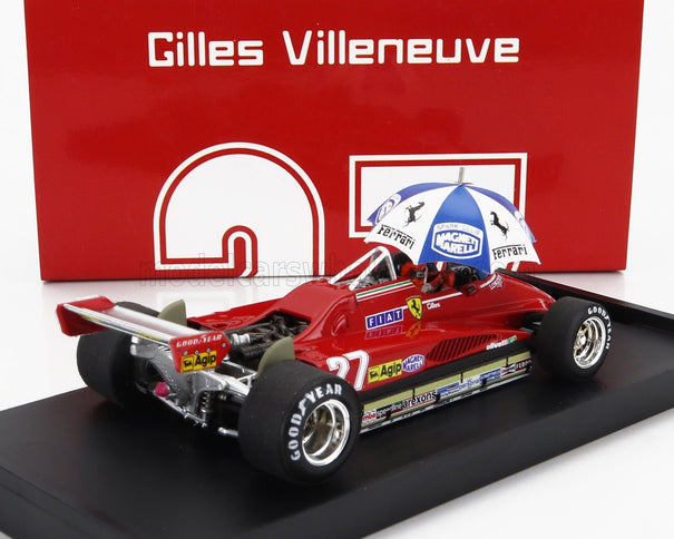 FERRARI | F1  126C2 N 27 BRAZILIAN GP 1982 GILLES VILLENEUVE - WITH DRIVER FIGURE AND UMBRELLA | RED