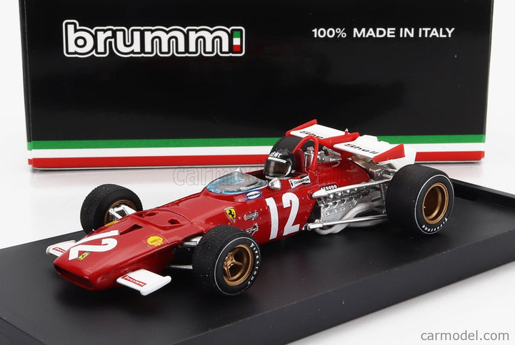 Ferrari F1 312B N°12 Víťaz GP Austrian 1970 Jacky Ickx - With Driver Figúrka 1:43 Brumm červená biela