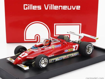 Ferrari F1 126C2 N°27 USA Ovest Long Beach GP 1982 Gilles Villeneuve - With Driver Figúrka 1:43 Brumm červená