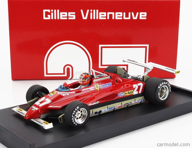 Ferrari F1 126C2 N°27 USA Ovest Long Beach GP 1982 Gilles Villeneuve - With Driver Figúrka 1:43 Brumm červená