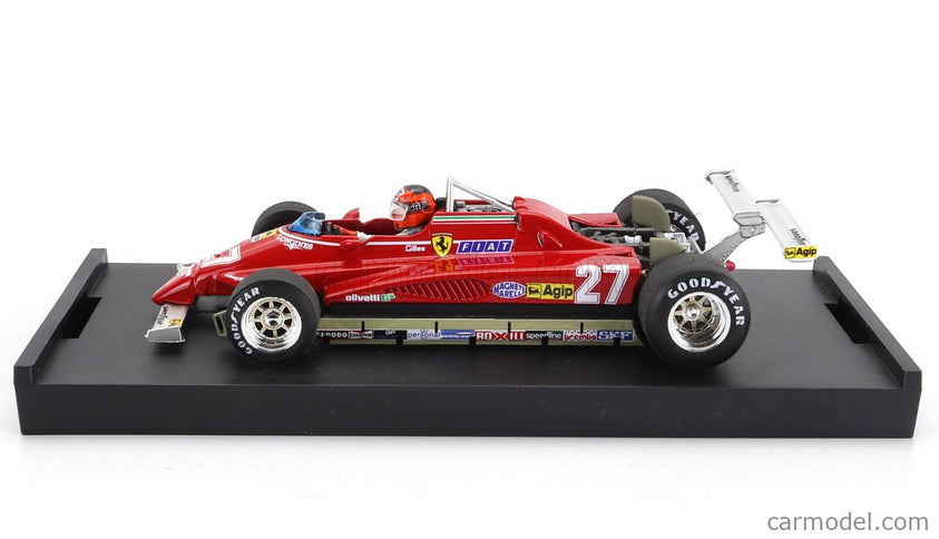 Ferrari F1 126C2 N°27 USA Ovest Long Beach GP 1982 Gilles Villeneuve - With Driver Figúrka 1:43 Brumm červená