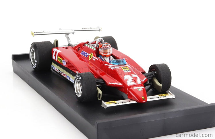 Ferrari F1 126C2 N°27 USA Ovest Long Beach GP 1982 Gilles Villeneuve - With Driver Figúrka 1:43 Brumm červená