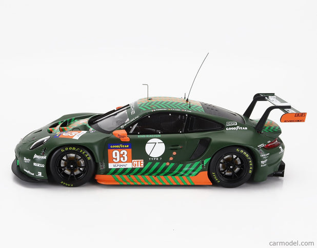 Porsche 911 991-2 RSR Team Proton Competition N°93 Elms 2021 Michael Fassbender - Richard Lietz - Felipe Fernandez Laser 1:18 IXO Models zelená