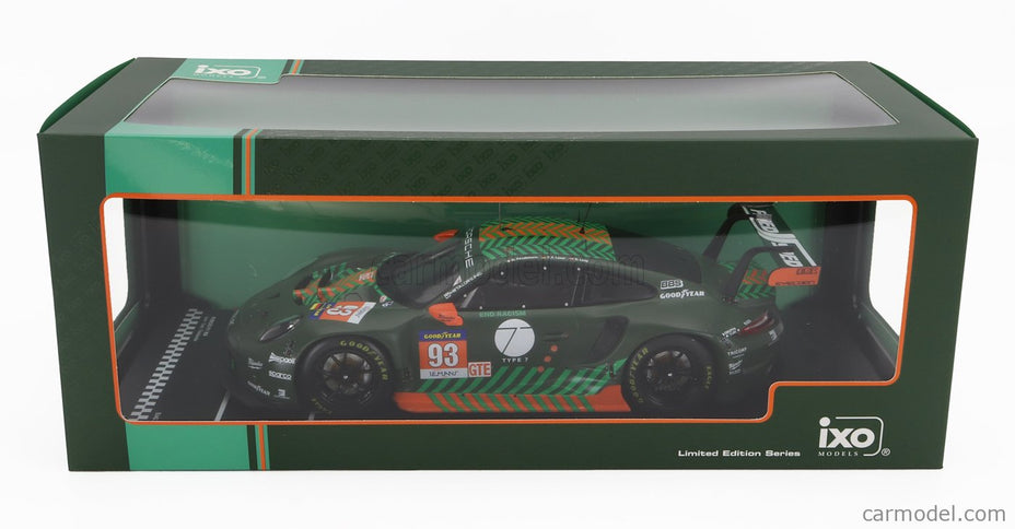 Porsche 911 991-2 RSR Team Proton Competition N°93 Elms 2021 Michael Fassbender - Richard Lietz - Felipe Fernandez Laser 1:18 IXO Models zelená