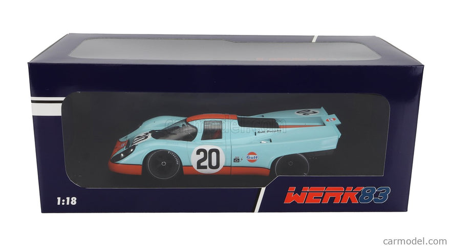 Porsche 917K 4.5L Team John Wyer Automotive Engineering Ltd Gulf N°20 24h Le Mans 1970 JO Siffert - Brian Redmann 1:18 Werk83 svetlomodrá oranžová