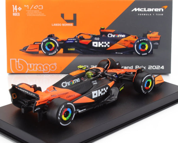 McLAREN | F1  MCL38 TEAM MCLAREN N 4 WINNER MIAMI GP 2024 FIRST F1 VICTORY LANDO NORRIS - WITH PILOT AND SHOWCASE | ORANGE BLACK