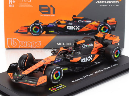McLAREN | F1  MCL38 TEAM MCLAREN N 81 MIAMI GP 2024 OSCAR PIASTRI - WITH PILOT AND SHOWCASE | ORANGE BLACK