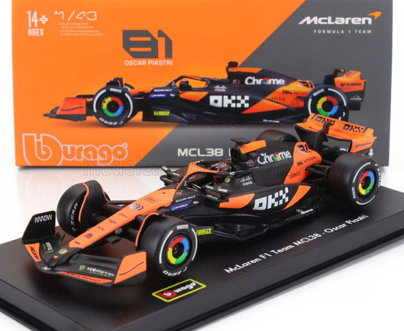 McLAREN | F1  MCL38 TEAM MCLAREN N 81 MIAMI GP 2024 OSCAR PIASTRI - WITH PILOT AND SHOWCASE | ORANGE BLACK