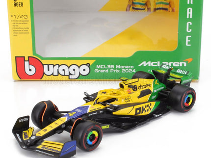 McLAREN | F1  MCL38 TEAM MCLAREN N 4 4th MONACO GP (SENNA 30th ANNIVERSARY) 2024 LANDO NORRIS | YELLOW GREEN BLACK