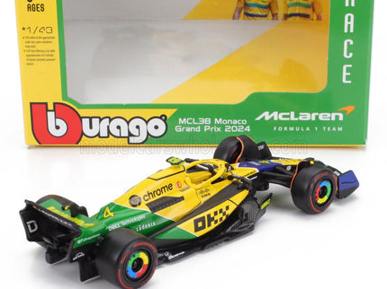 McLAREN | F1  MCL38 TEAM MCLAREN N 4 4th MONACO GP (SENNA 30th ANNIVERSARY) 2024 LANDO NORRIS | YELLOW GREEN BLACK