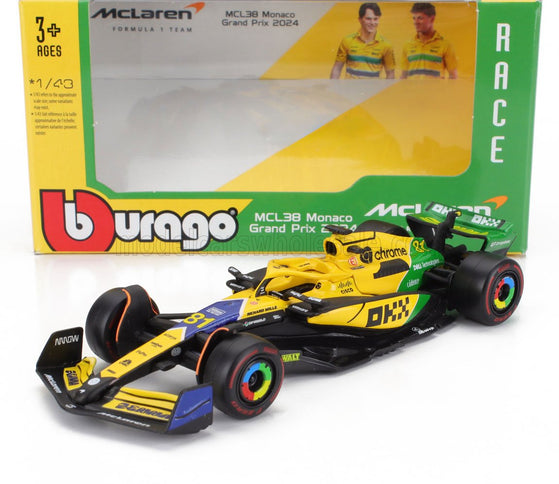 McLAREN | F1  MCL38 TEAM MCLAREN N 81 2nd MONACO GP (SENNA 30th ANNIVERSARY) 2024 OSCAR PIASTRI | YELLOW GREEN BLACK