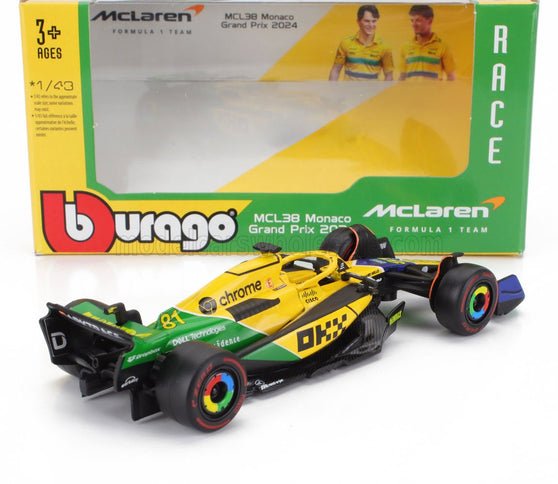 McLAREN | F1  MCL38 TEAM MCLAREN N 81 2nd MONACO GP (SENNA 30th ANNIVERSARY) 2024 OSCAR PIASTRI | YELLOW GREEN BLACK