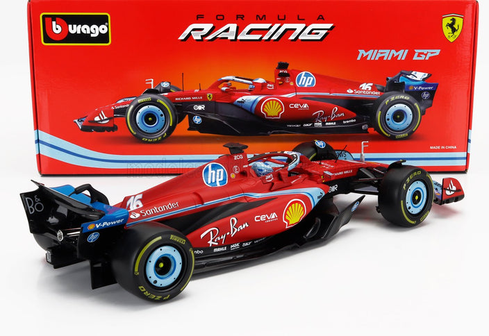 FERRARI | F1  SF-24 TEAM SCUDERIA FERRARI N 16 3rd MIAMI GP 2024 CHARLES LECLERC | RED BLACK LIGHT BLUE