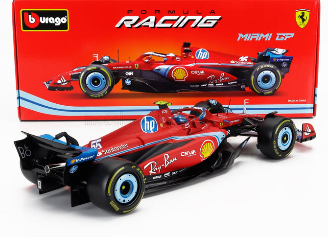 FERRARI | F1  SF-24 TEAM SCUDERIA FERRARI N 55 5th MIAMI GP 2024 CARLOS SAINZ | RED BLACK LIGHT BLUE