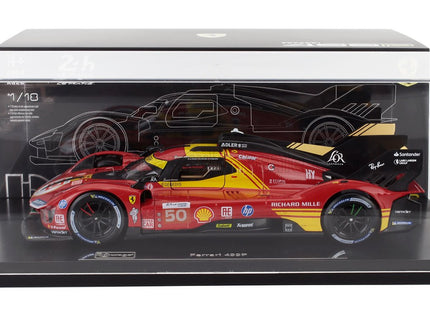 FERRARI | 499P 3.0L TURBO V6 TEAM FERRARI AF CORSE N 50 WINNER 24h LE MANS 2024 ANTONIO FUOCO - MIGUEL MOLINA - NICKLAS NIELSEN - CON VETRINA - WITH SHOWCASE | RED