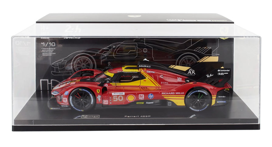 FERRARI | 499P 3.0L TURBO V6 TEAM FERRARI AF CORSE N 50 WINNER 24h LE MANS 2024 ANTONIO FUOCO - MIGUEL MOLINA - NICKLAS NIELSEN - CON VETRINA - WITH SHOWCASE | RED