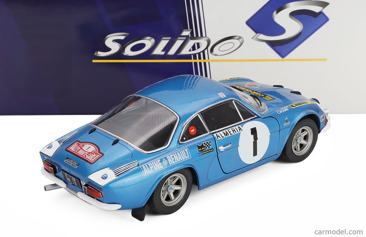 Renault Alpine A110 1600S (night Version) N°1 Rally Montecarlo 1972 Jean Luc Therier - Claude Roure 1:18 Solido modrá metalická
