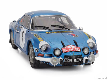 Renault Alpine A110 1600S (night Version) N°1 Rally Montecarlo 1972 Jean Luc Therier - Claude Roure 1:18 Solido modrá metalická