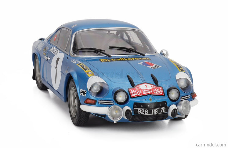 Renault Alpine A110 1600S (night Version) N°1 Rally Montecarlo 1972 Jean Luc Therier - Claude Roure 1:18 Solido modrá metalická