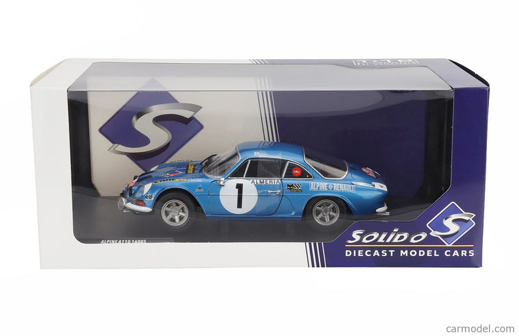 Renault Alpine A110 1600S (night Version) N°1 Rally Montecarlo 1972 Jean Luc Therier - Claude Roure 1:18 Solido modrá metalická
