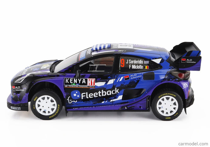 Ford Puma RALLY1 Team M-Sport Ford Wrt N°9 Rally Safari Kenia 2022 Jourdan Serderidis - Frederic Miclotte 1:18 Solido fialová čierna modrá