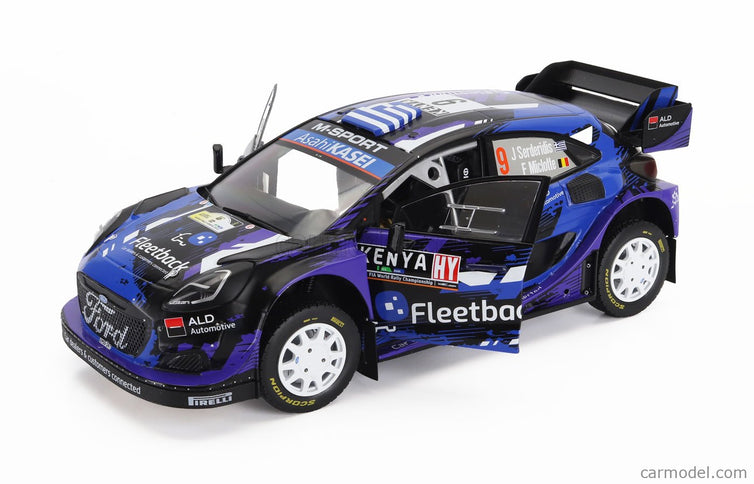 Ford Puma RALLY1 Team M-Sport Ford Wrt N°9 Rally Safari Kenia 2022 Jourdan Serderidis - Frederic Miclotte 1:18 Solido fialová čierna modrá