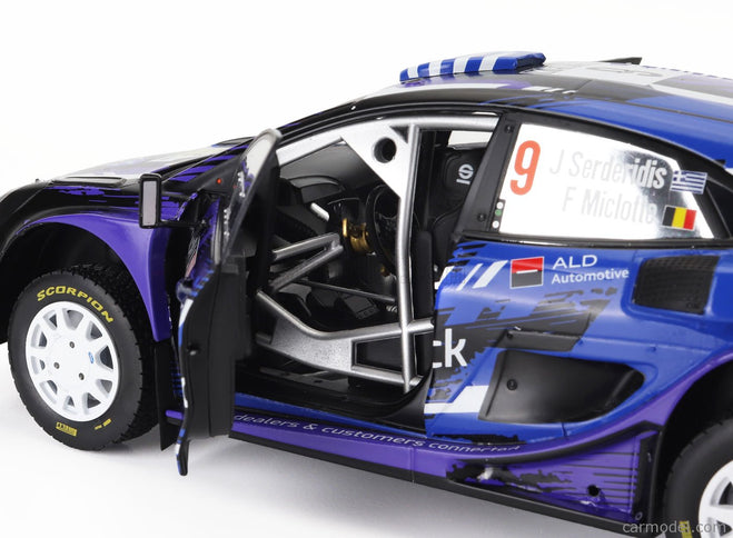 Ford Puma RALLY1 Team M-Sport Ford Wrt N°9 Rally Safari Kenia 2022 Jourdan Serderidis - Frederic Miclotte 1:18 Solido fialová čierna modrá