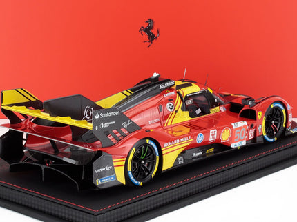 FERRARI | 499P 3.0L TURBO V6 TEAM FERRARI AF CORSE N 50 WINNER 24h LE MANS 2024 ANTONIO FUOCO - MIGUEL MOLINA - NICKLAS NIELSEN - CON VETRINA - WITH SHOWCASE | RED YELLOW BLACK
